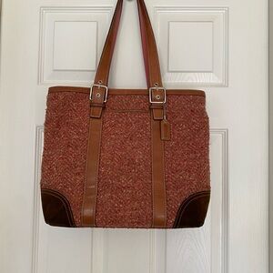 Coach Brown Tweed Tote Bag